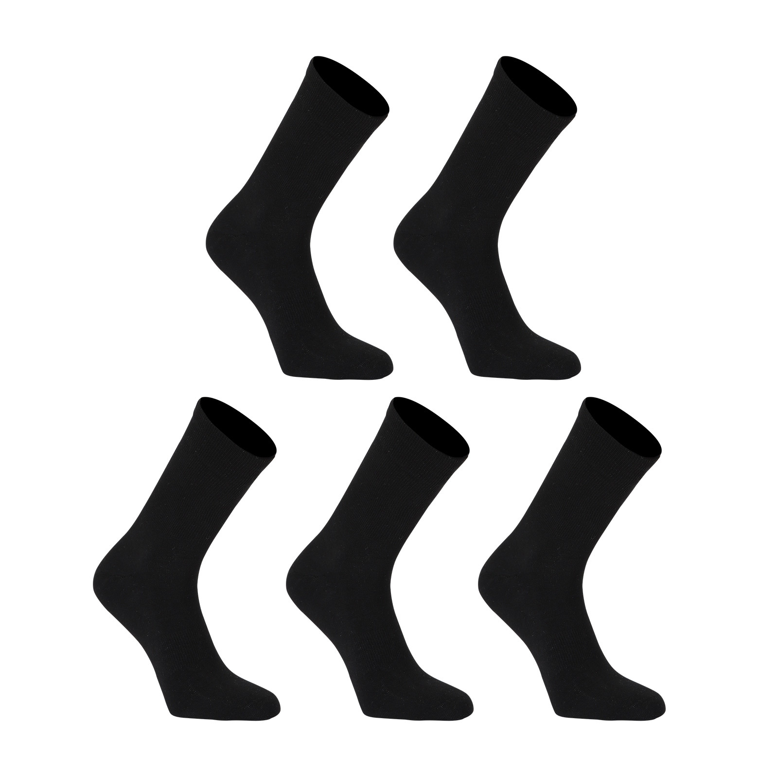 5X Medium 3D Seamless Crew Socks - BLACK