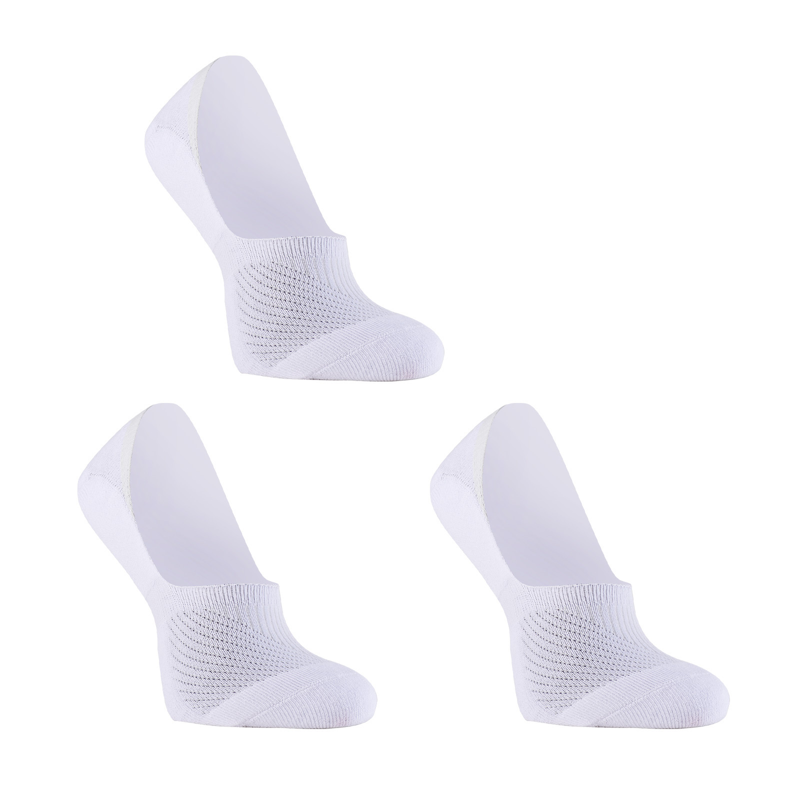 3X Medium Cushion No Show Socks - WHITE