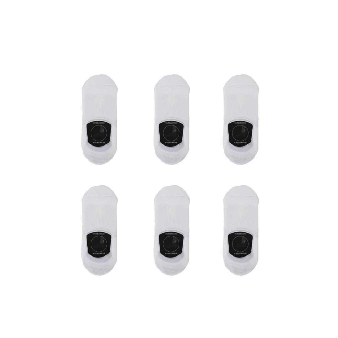 6X Medium Cushion No Show Socks - WHITE