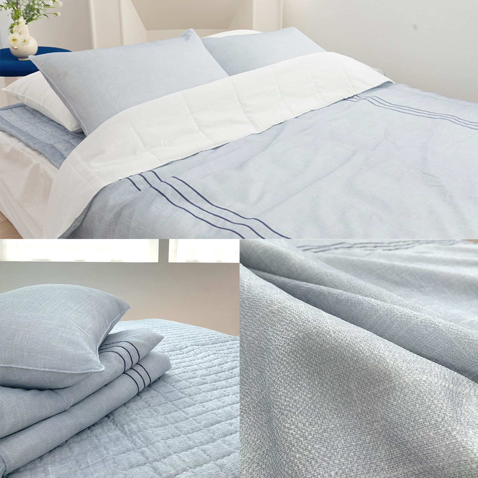 Flua Snow Comforter Set Double - BLUE