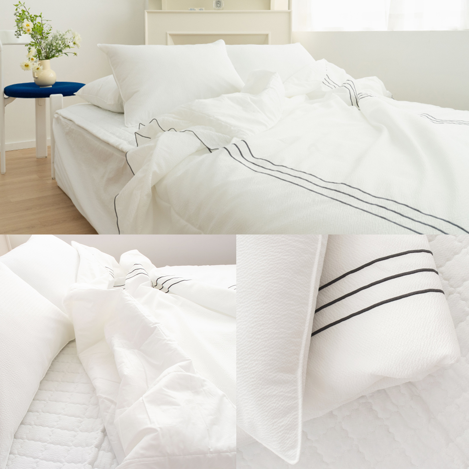 Flua Snow Comforter Set Double - WHITE