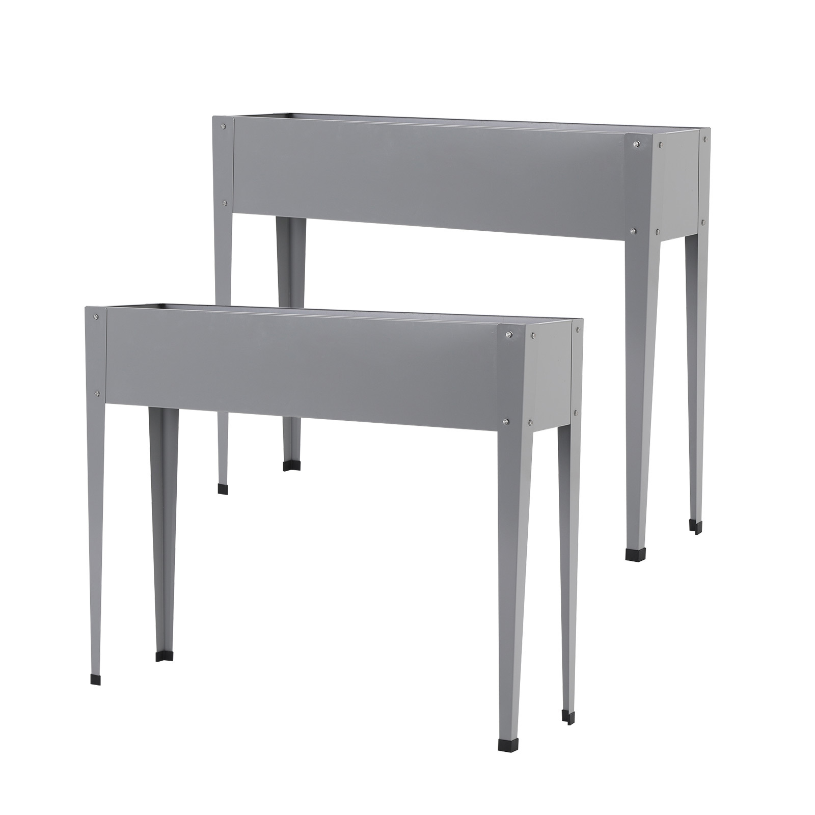 2X Raised Garden Bed With Stand 100 x 27 x 80cm - GREY