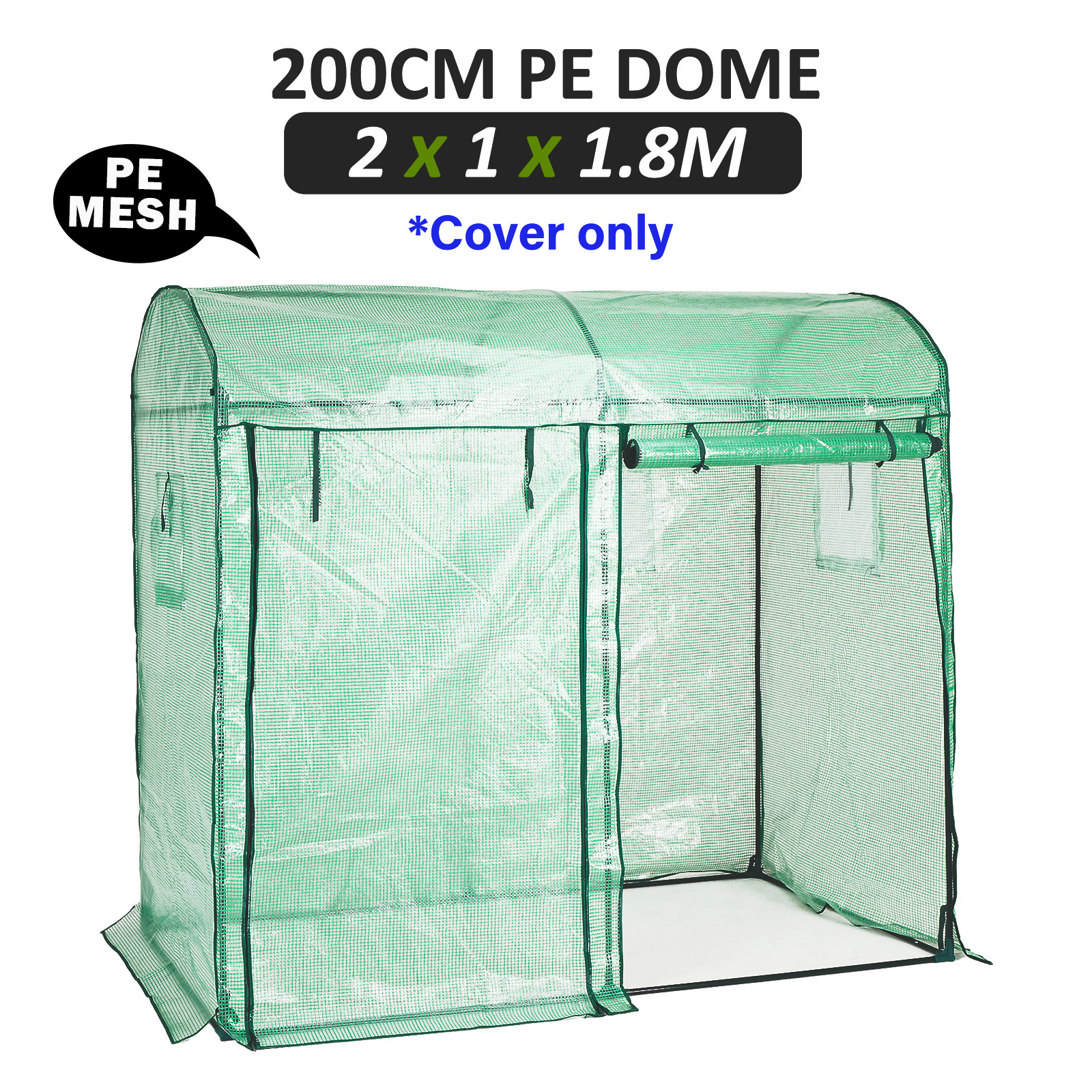 200cm Greenhouse PE Dome Roof Cover Only - GREEN
