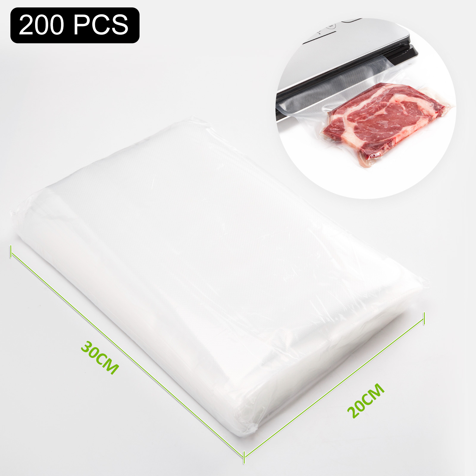 200X Vacuum Food Sealer Pre-Cut Bags - 20cm x 30cm