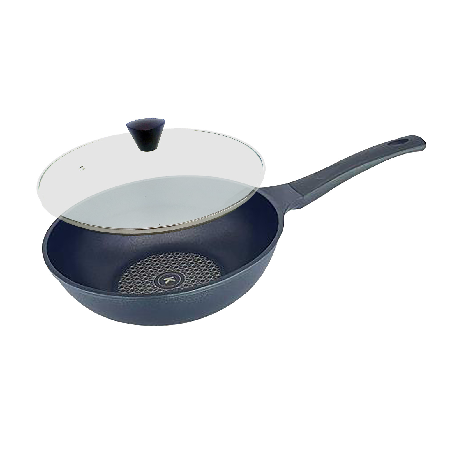 KOMAN 26cm Wok Pan + Glass Lid
