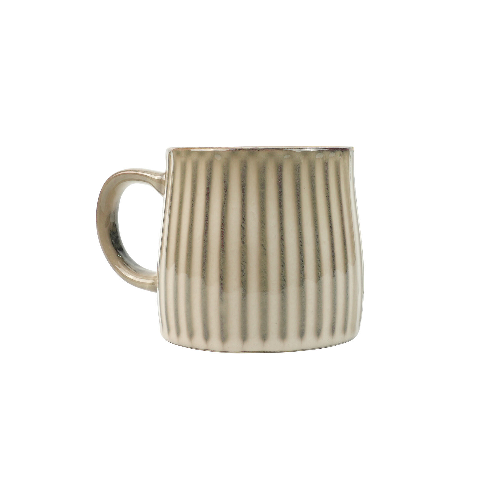 High-Fired Ceramic Stoneware Ribbed Mug 460ml - EARTHY BROWN
