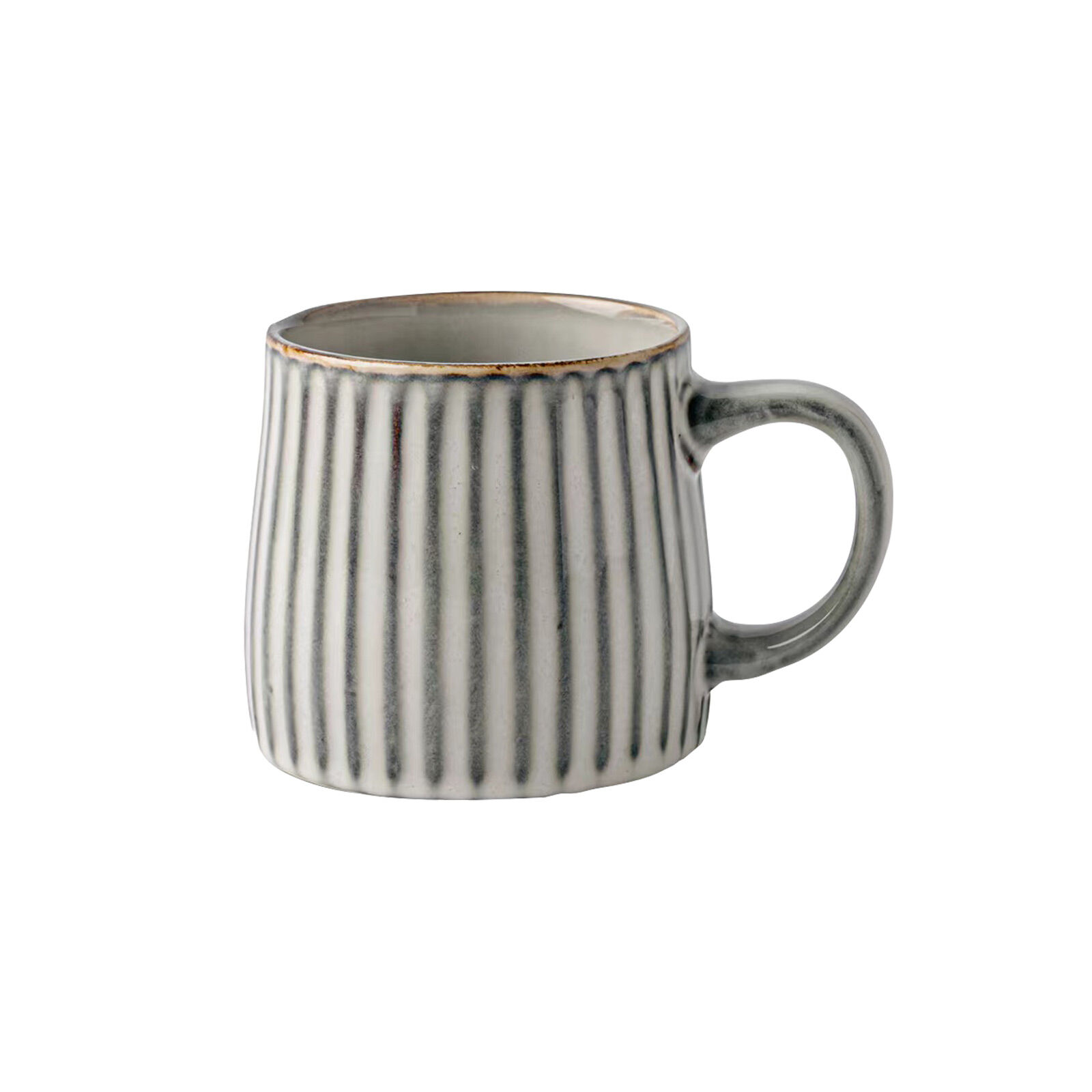 High-Fired Ceramic Stoneware Ribbed Mug 460ml - EARTHY GREY