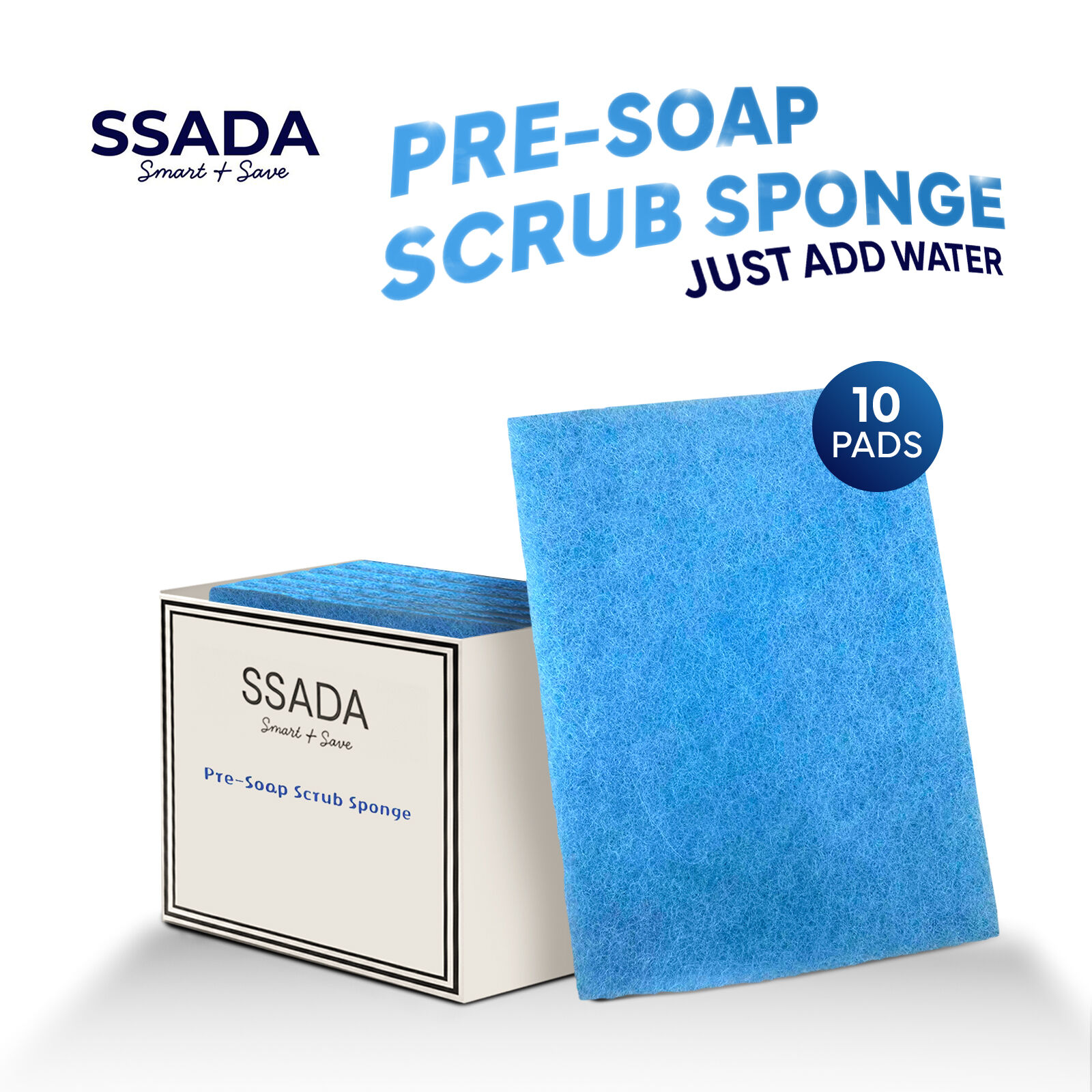 10 Pads X Pre-Soaped Cleaning Scrub Sponge