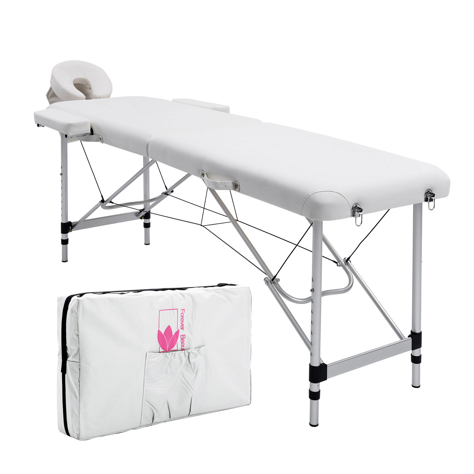 55cm Aluminium Portable Massage Table - WHITE