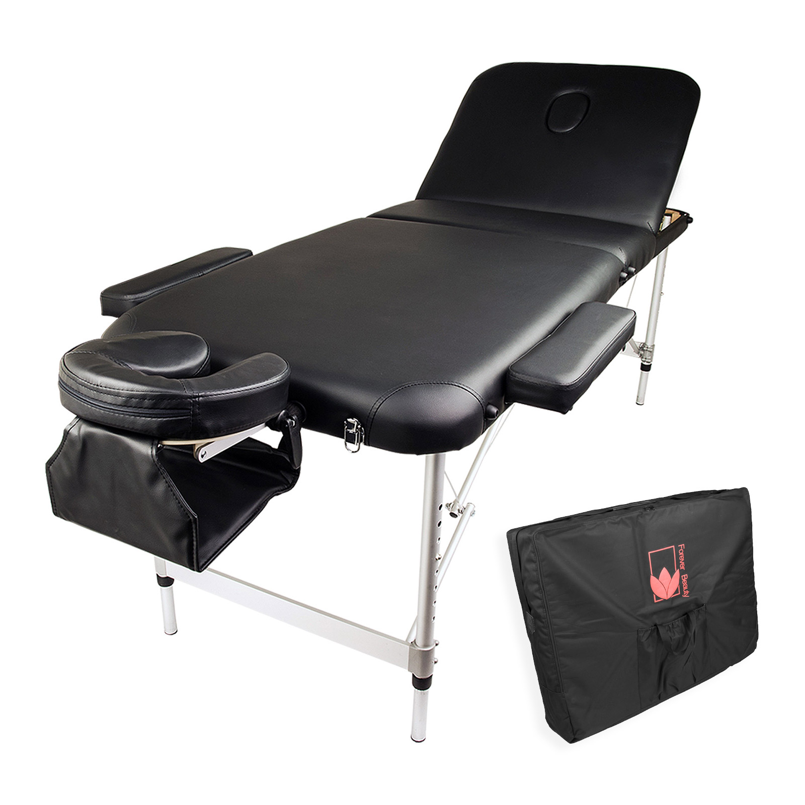 70cm Aluminium Portable Massage Table BLACK Forever Beauty