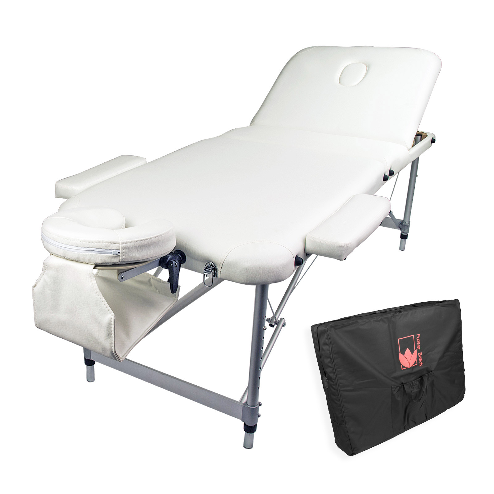 70cm Aluminium Portable Massage Table WHITE Forever Beauty