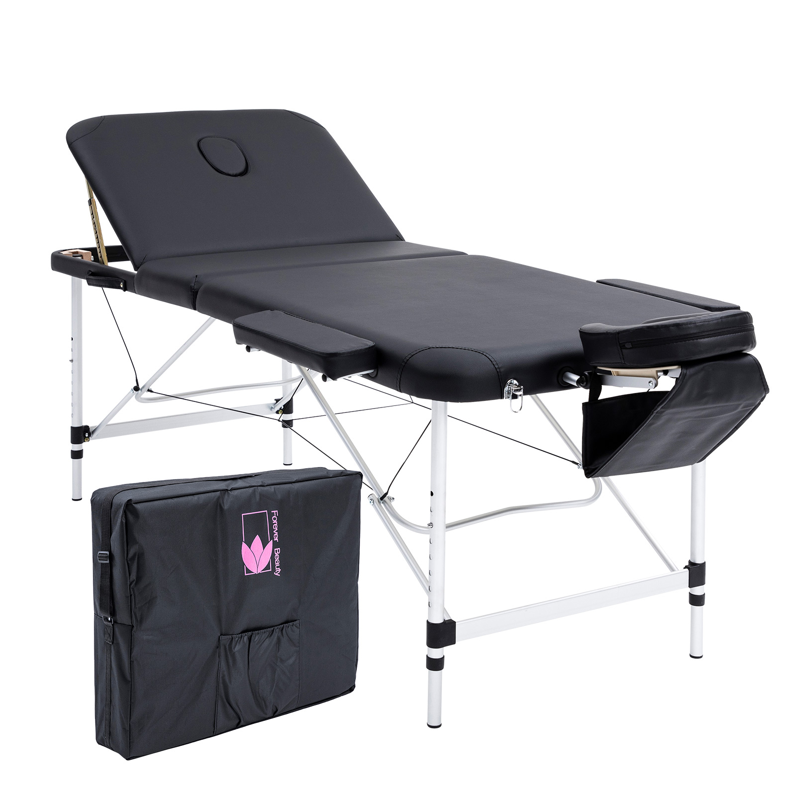 75cm Aluminium Portable Massage Table - BLACK