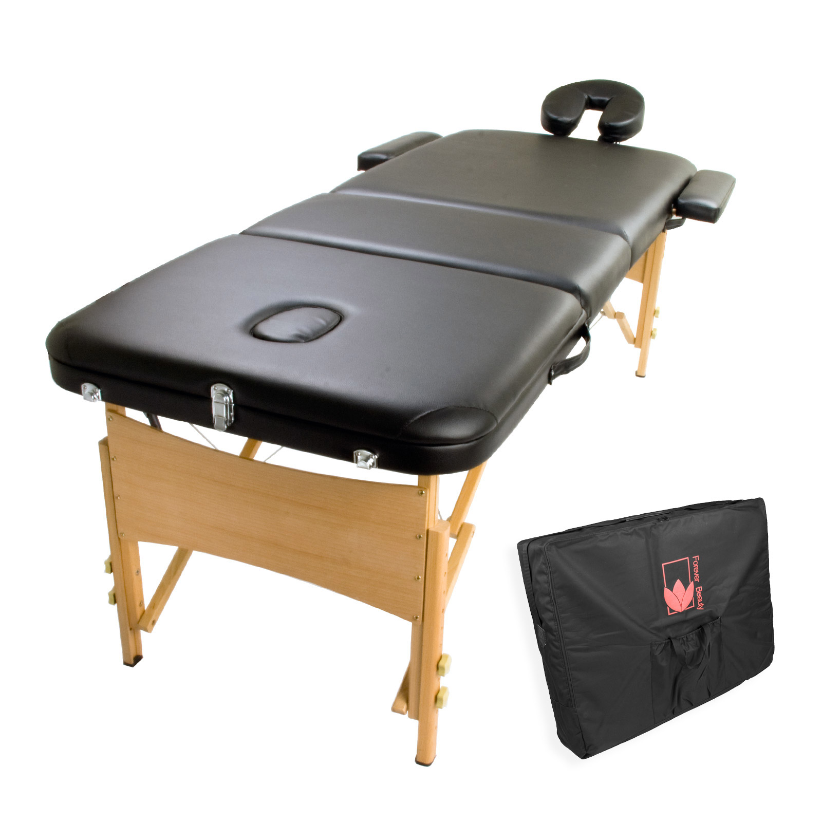 70cm Wooden Portable Massage Table - BLACK