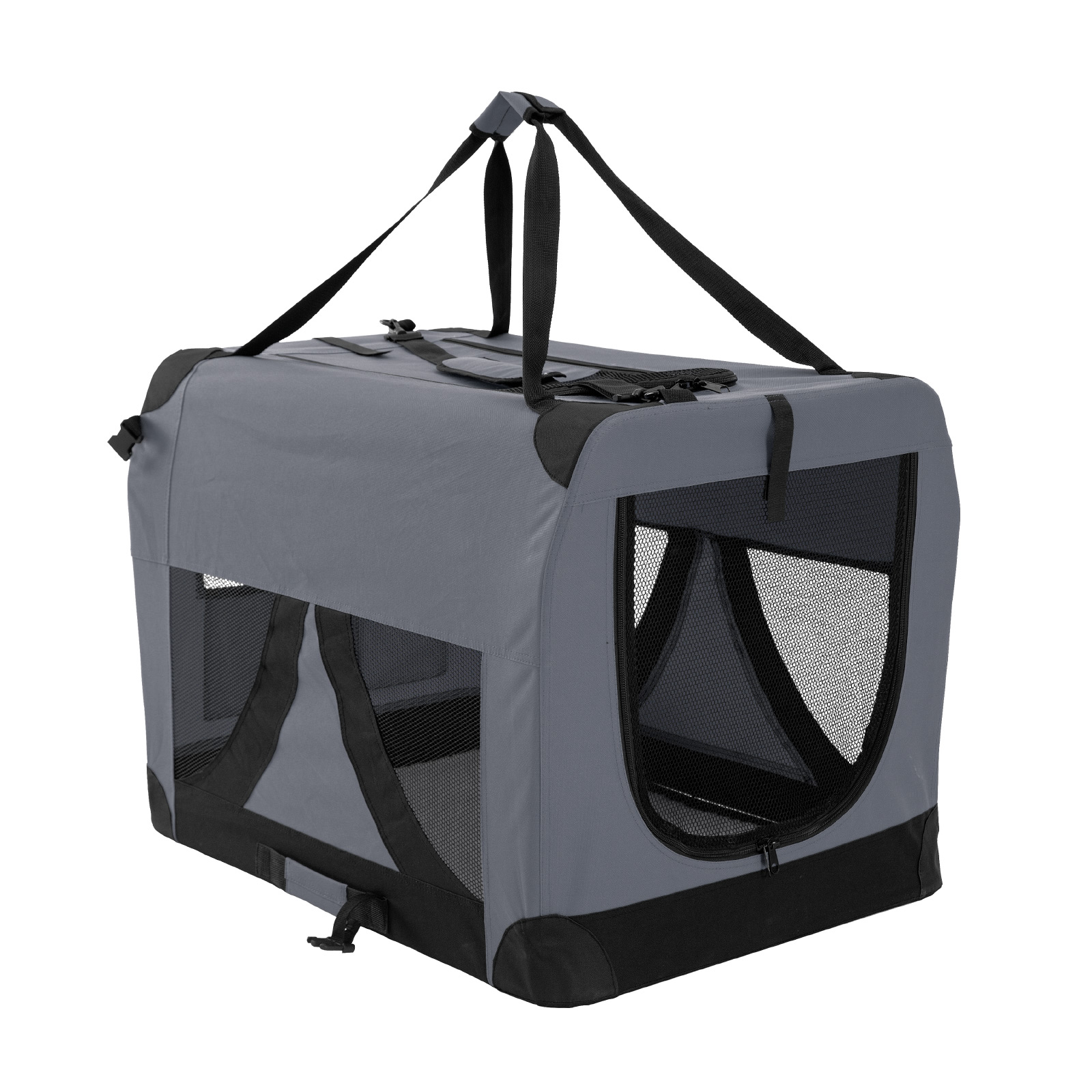 L Portable Soft Dog Crate - GREY