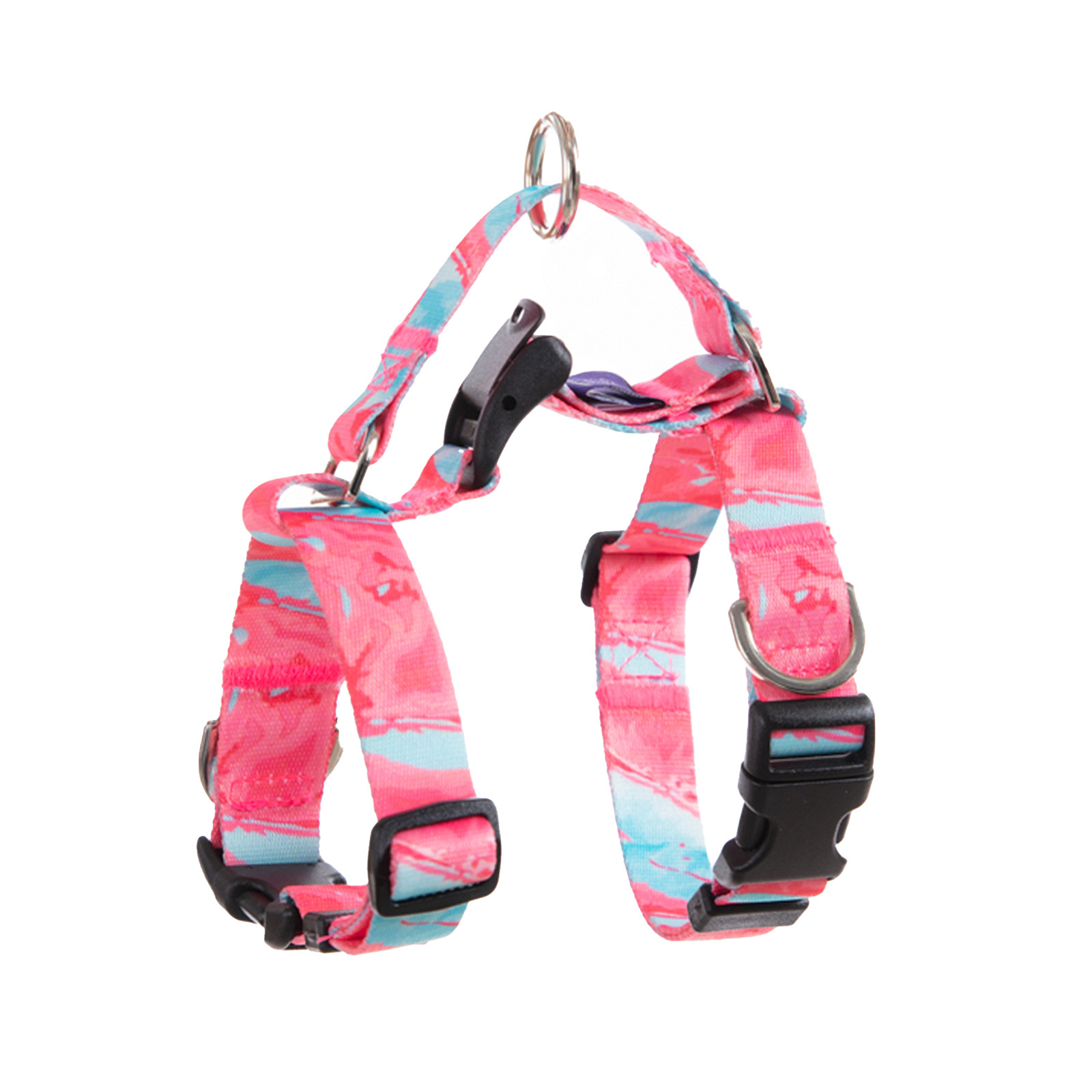 Double-Lined Straps Harness and Lead Set M - MARBLE PINK
