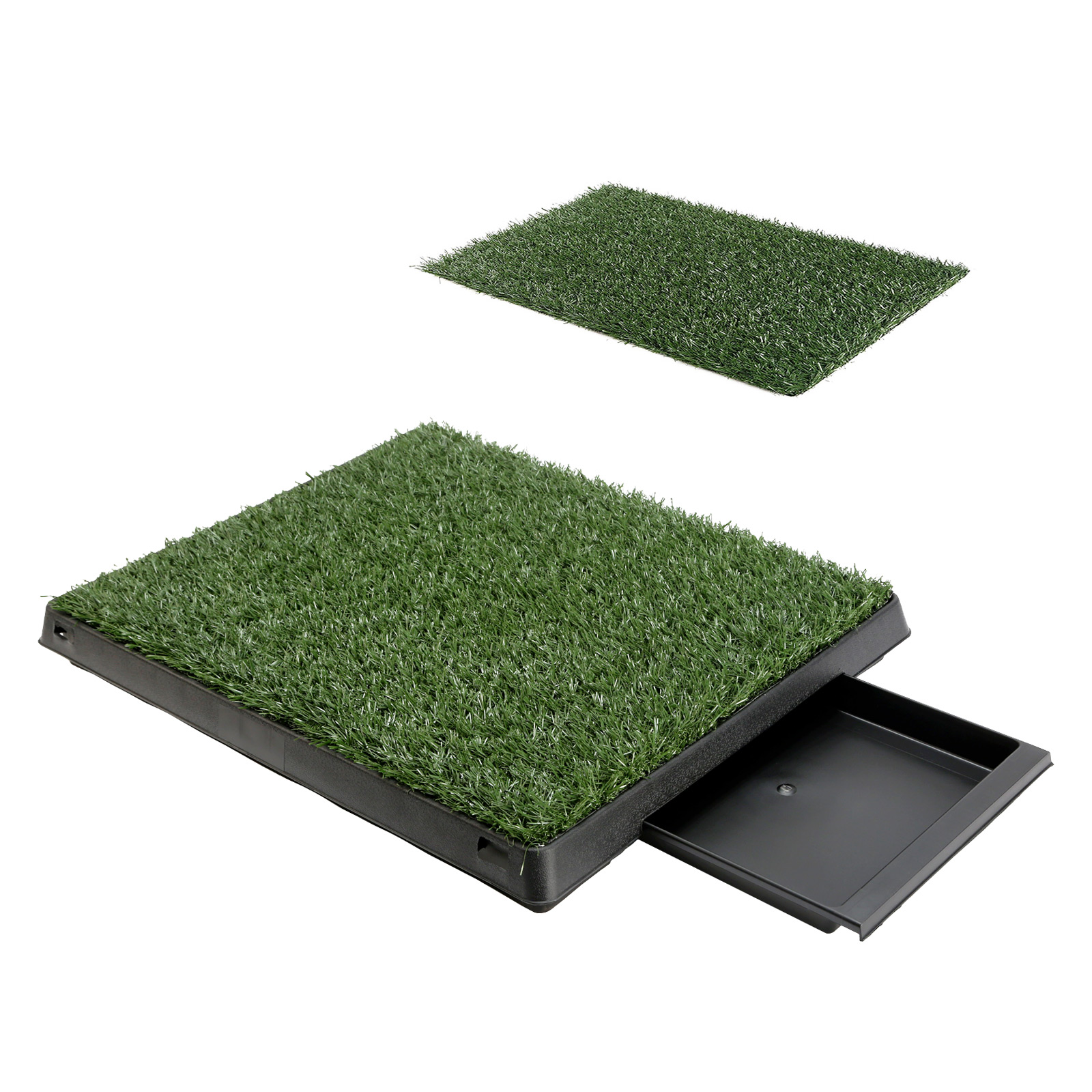 Pet Potty Training Pad Tray L 63 x 50cm - 2 Grass Mat