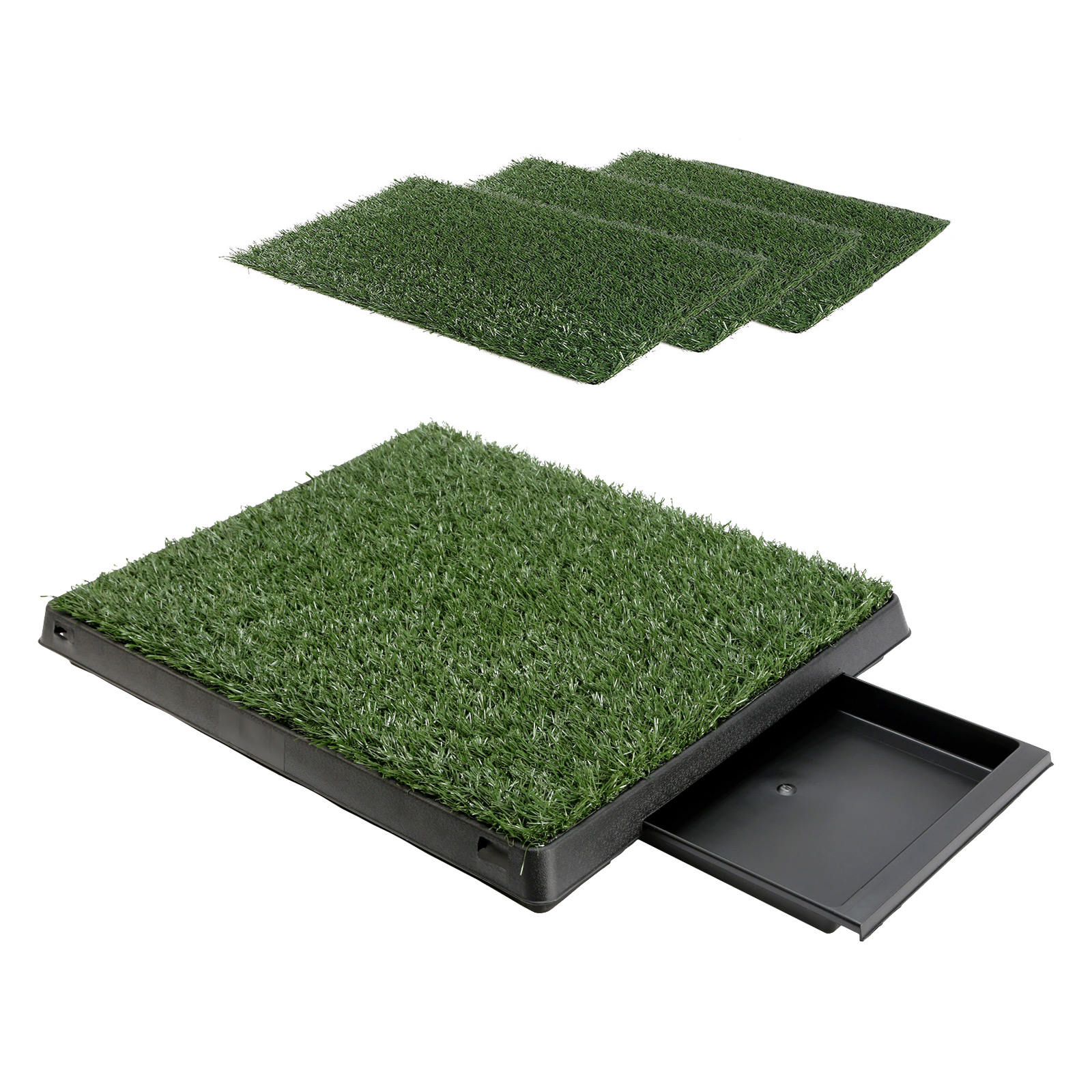 Pet Potty Training Pad Tray L 63 x 50cm - 4 Grass Mat