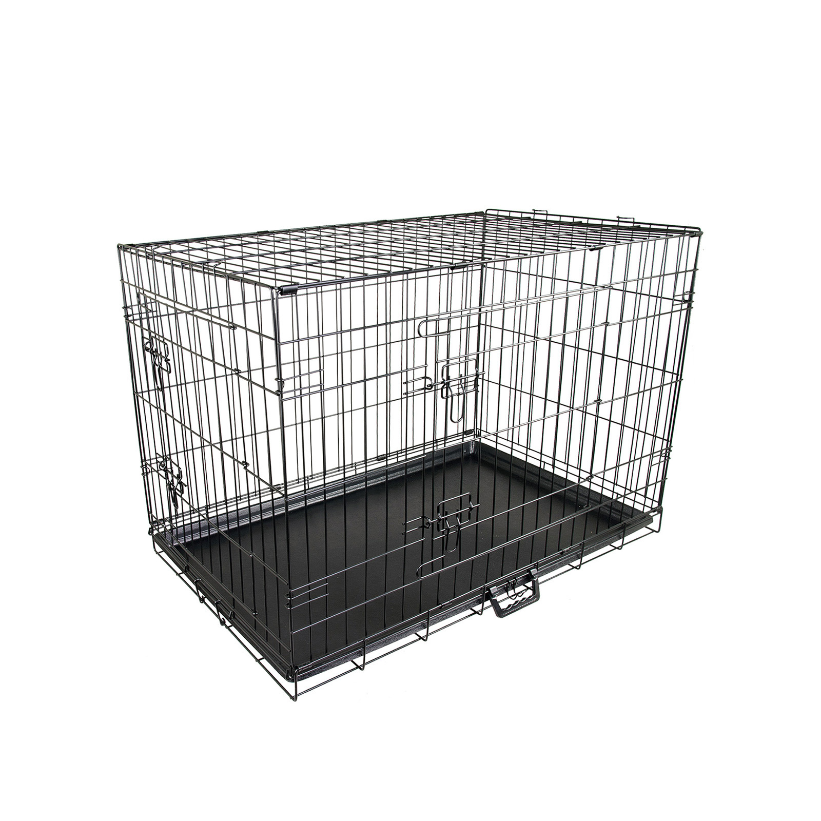 24in Foldable Wire Dog Cage with Tray