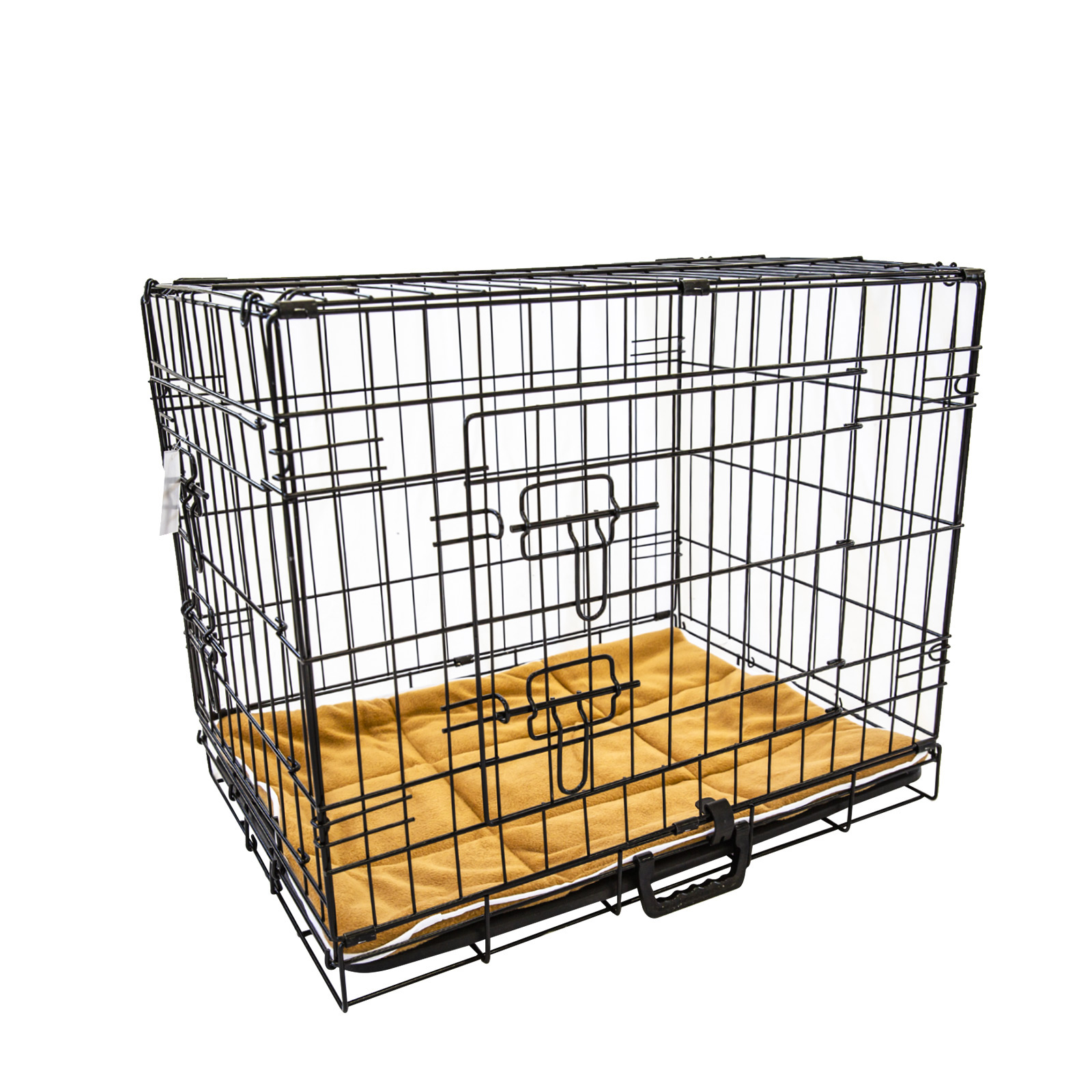30in Foldable Wire Dog Cage with Tray + Cushion Mat