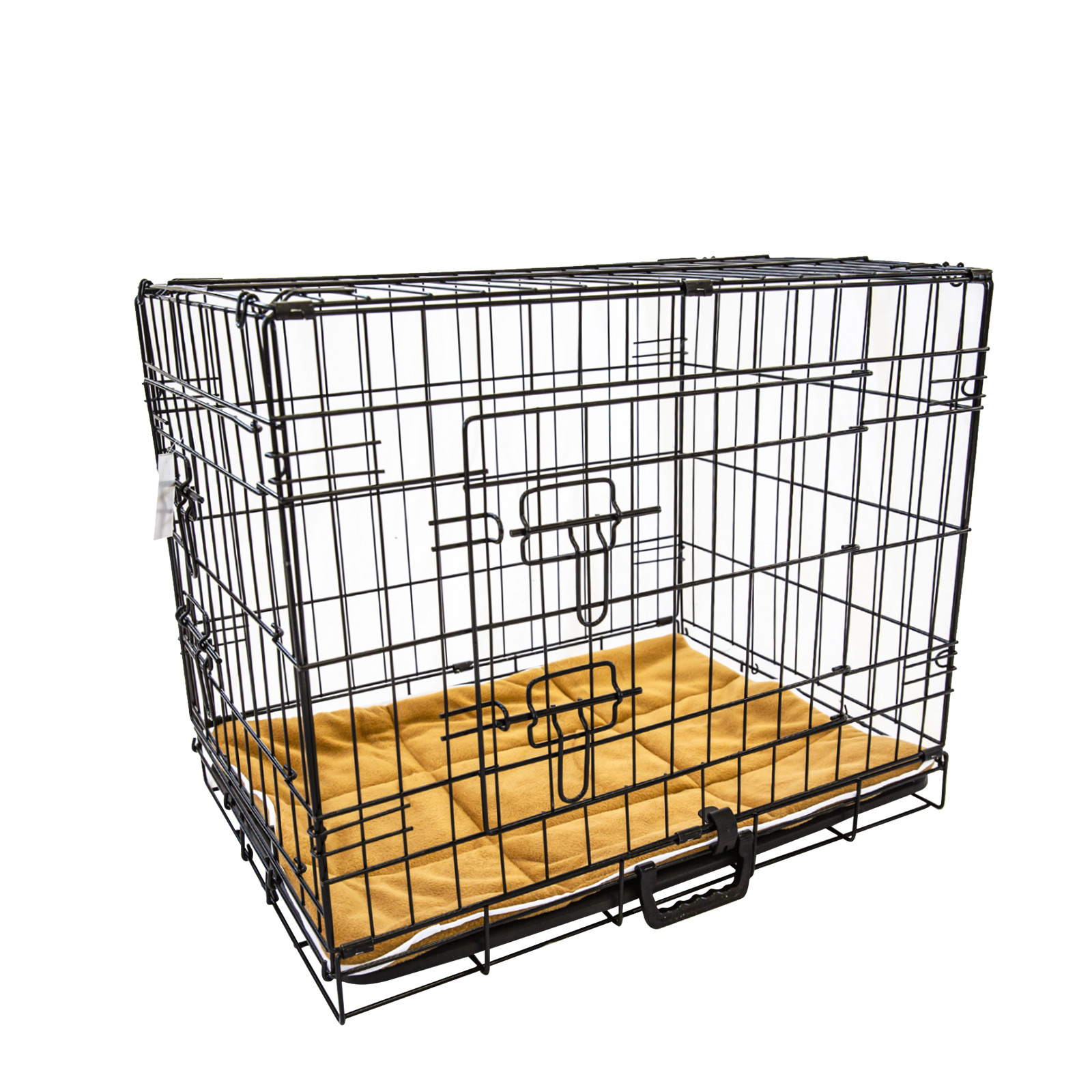 36in Foldable Wire Dog Cage with Tray + Cushion Mat