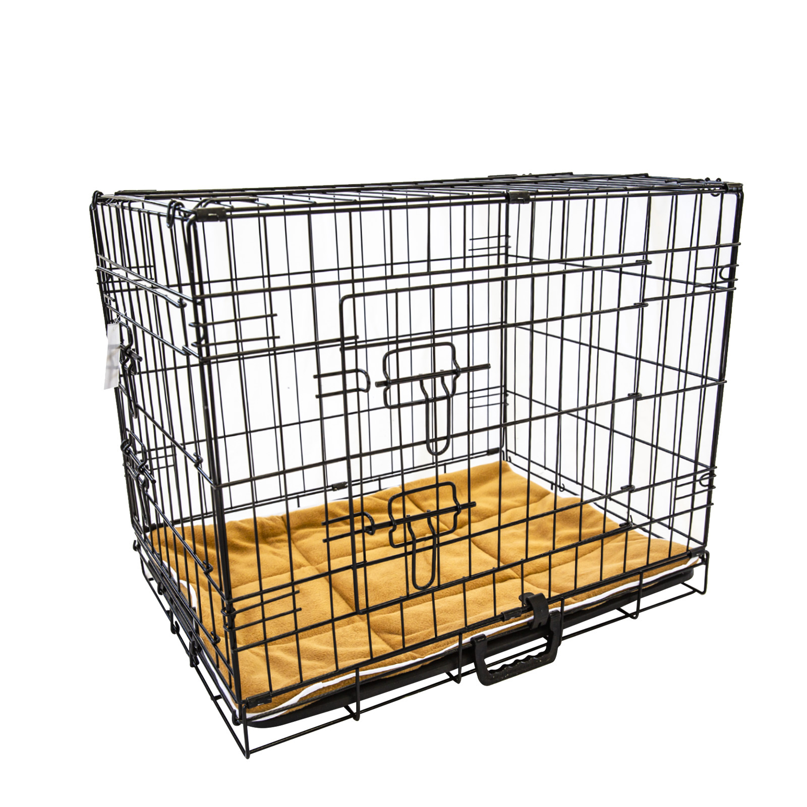 42in Foldable Wire Dog Cage with Tray + Cushion Mat