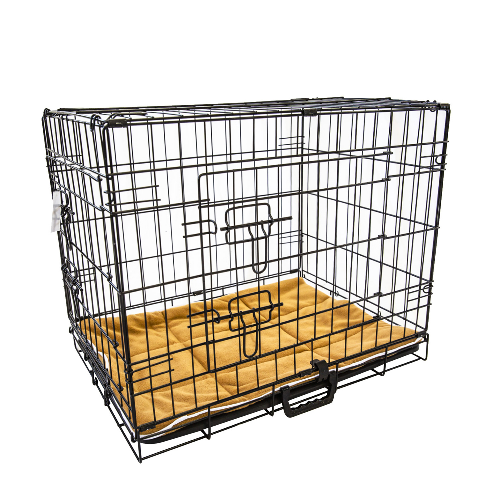 48in Foldable Wire Dog Cage with Tray + Cushion Mat