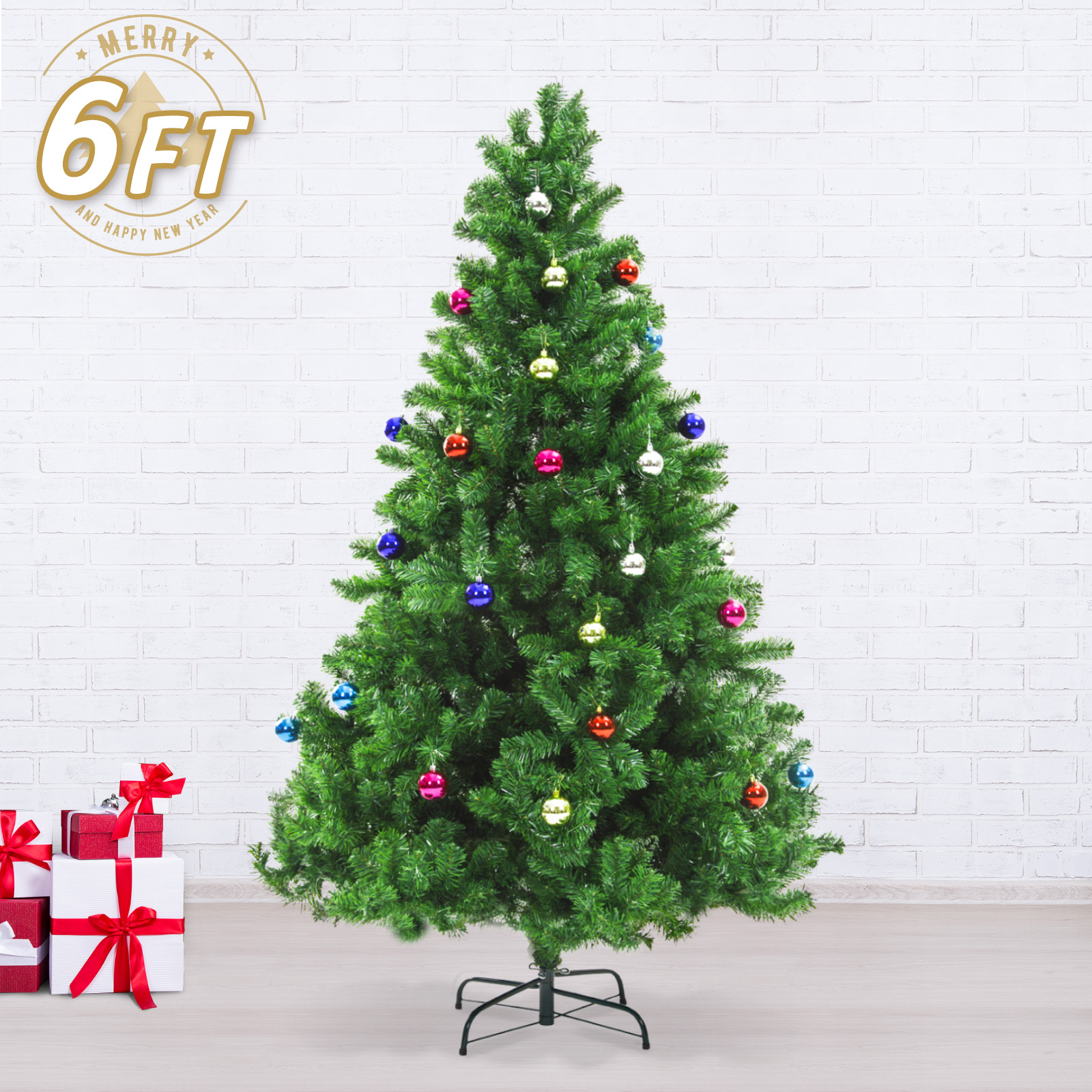 6Ft 180cm Green Artificial Xmas Tree - BAUBLES 