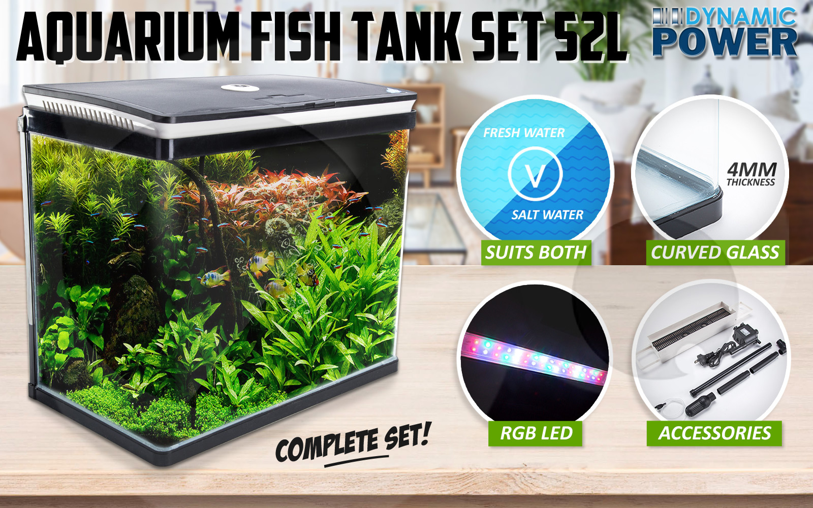 16L Nano Fish Tank Aquarium With LED Lights & Filter System, Filter Media, Tropical Aquariums (16L