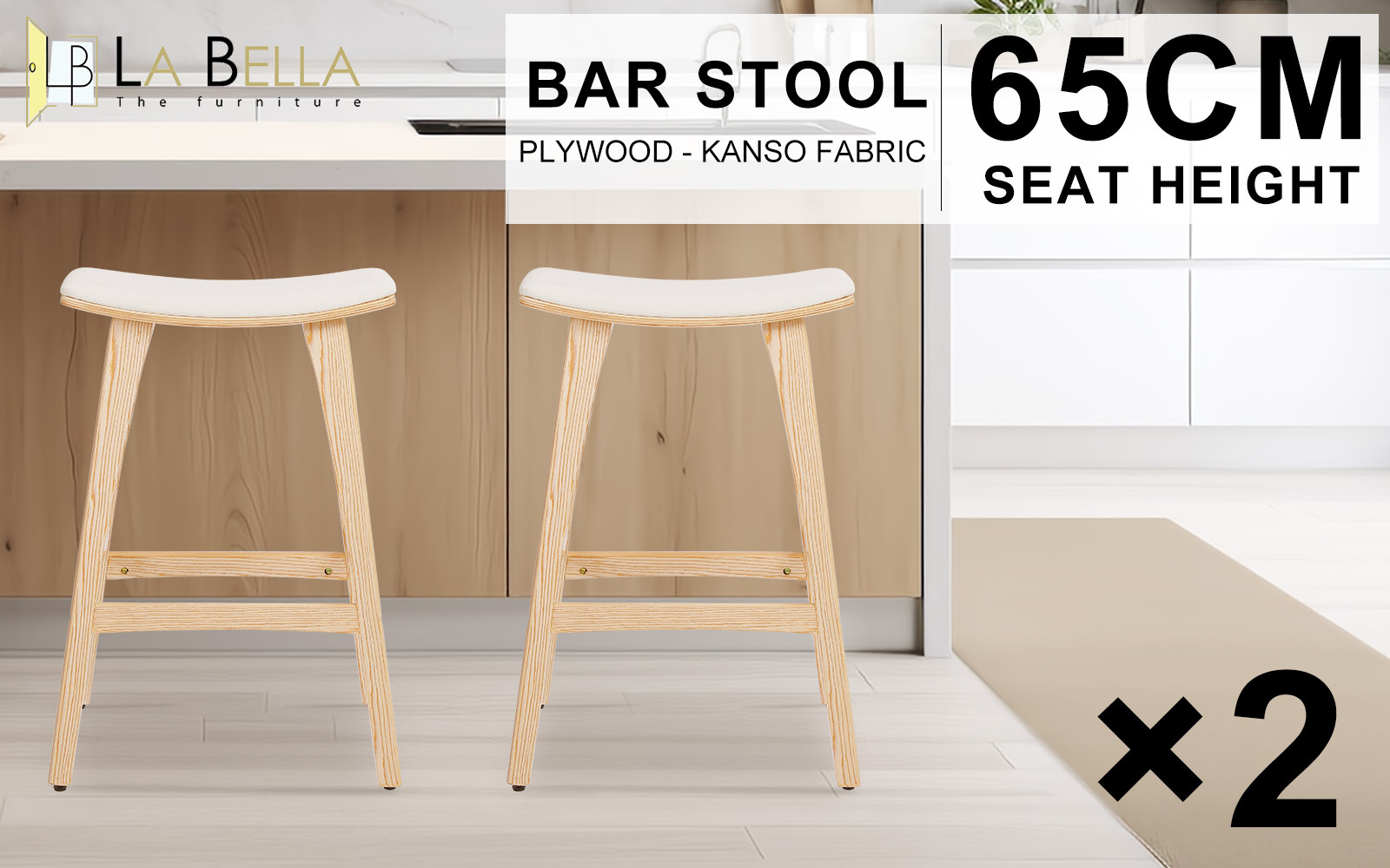 2X 4X Natural Wood Bar Stools 65cm - Kitchen Counter Barstool Scandinavian Chair - Picture 37 of 101