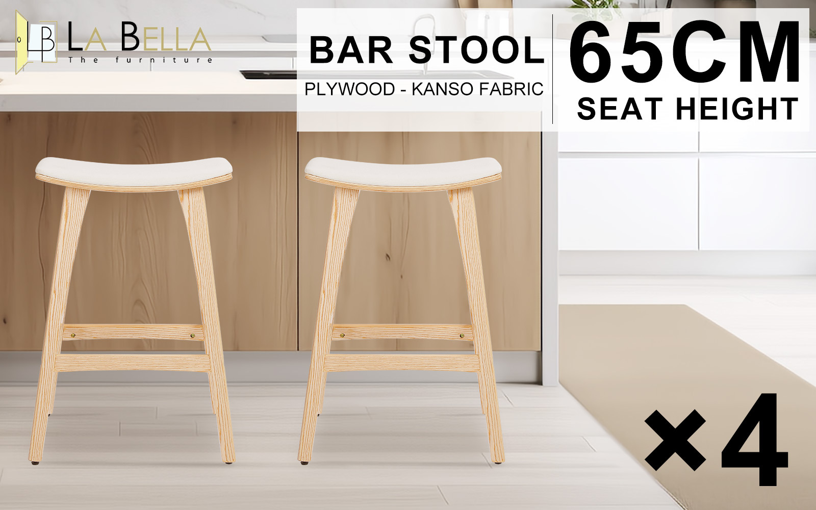 2X 4X Natural Wood Bar Stools 65cm - Kitchen Counter Barstool Scandinavian Chair - Picture 49 of 101