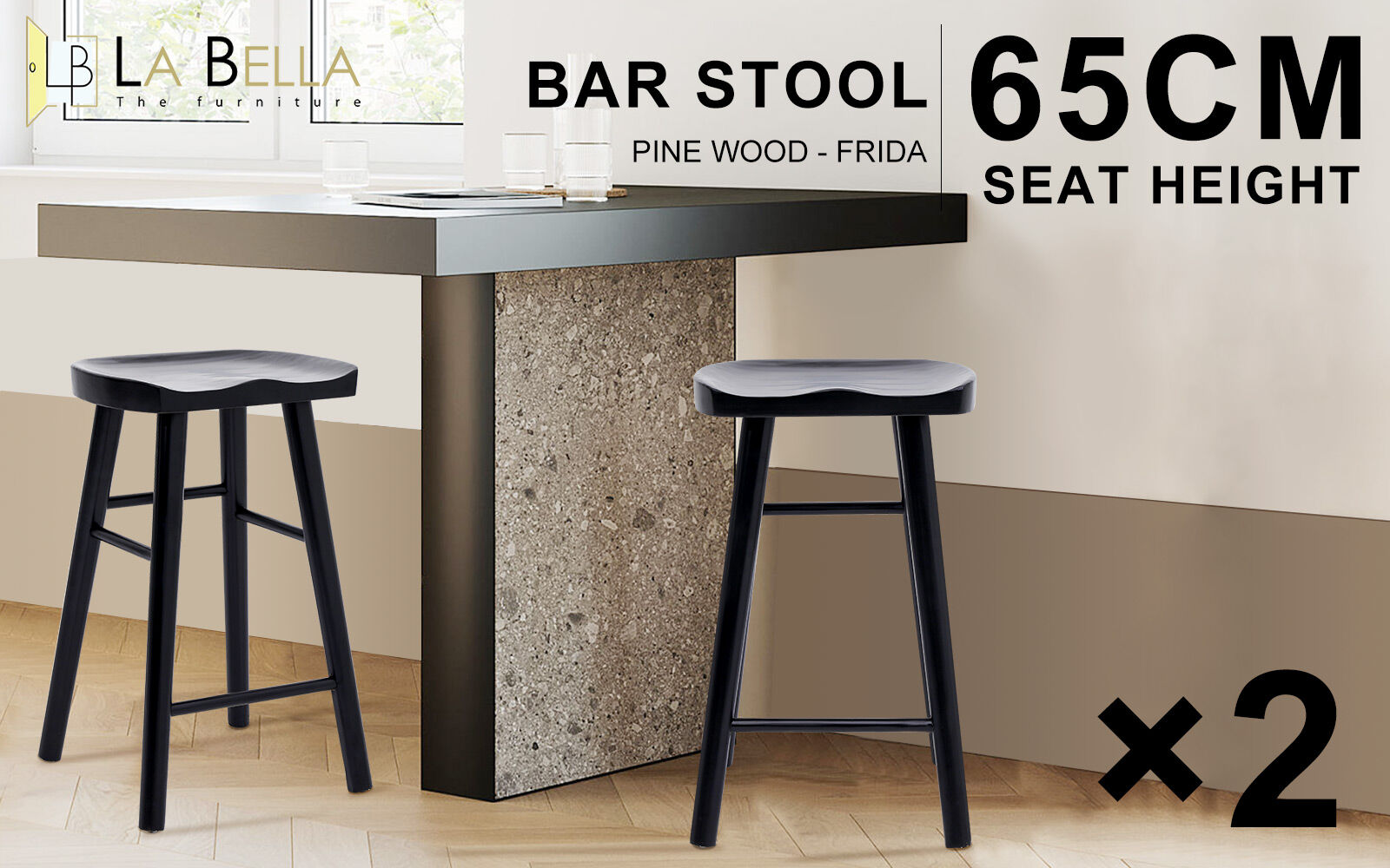 2X 4X Natural Wood Bar Stools 65cm - Kitchen Counter Barstool Scandinavian Chair - Picture 81 of 101