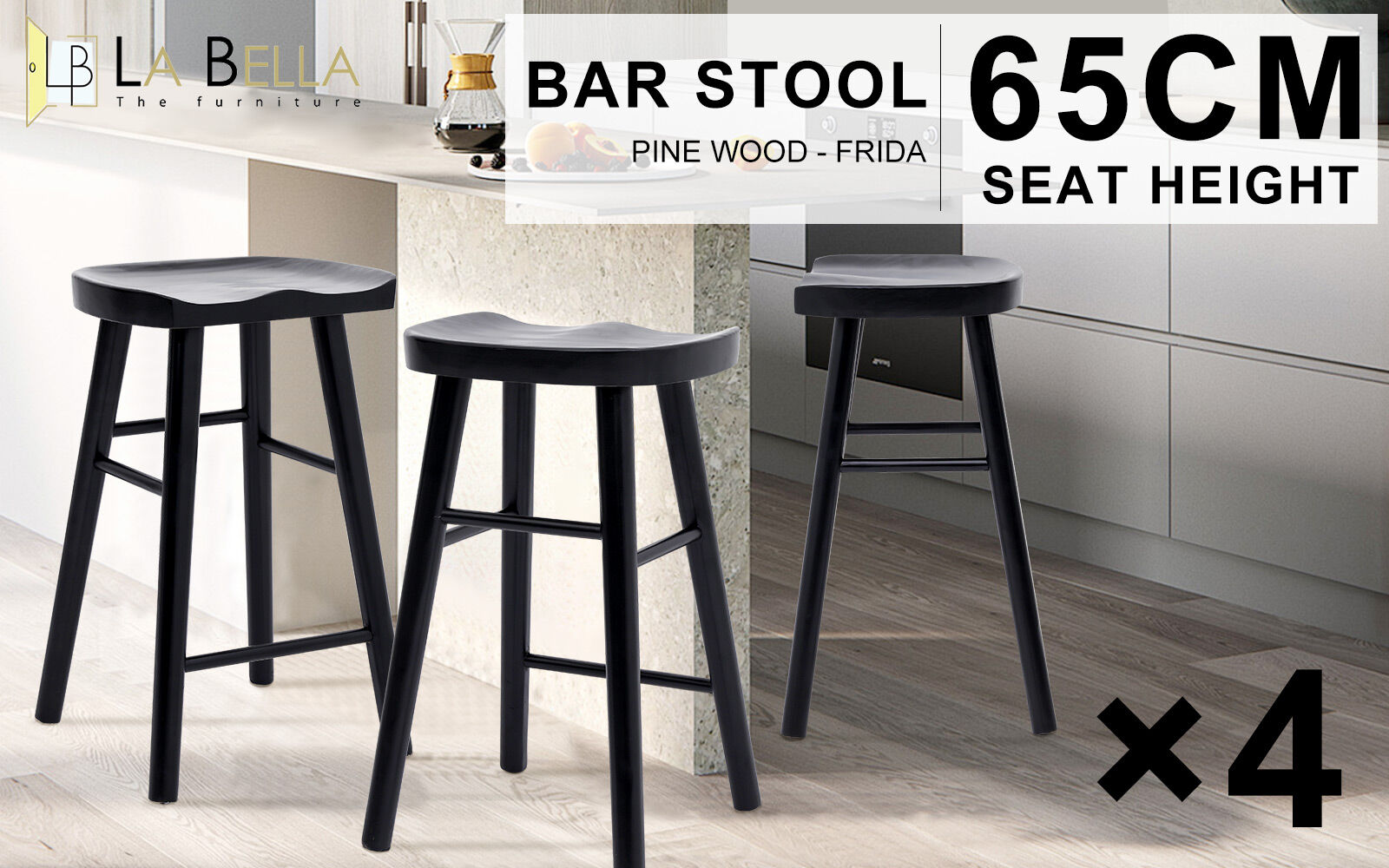 2X 4X Natural Wood Bar Stools 65cm - Kitchen Counter Barstool Scandinavian Chair - Picture 92 of 101