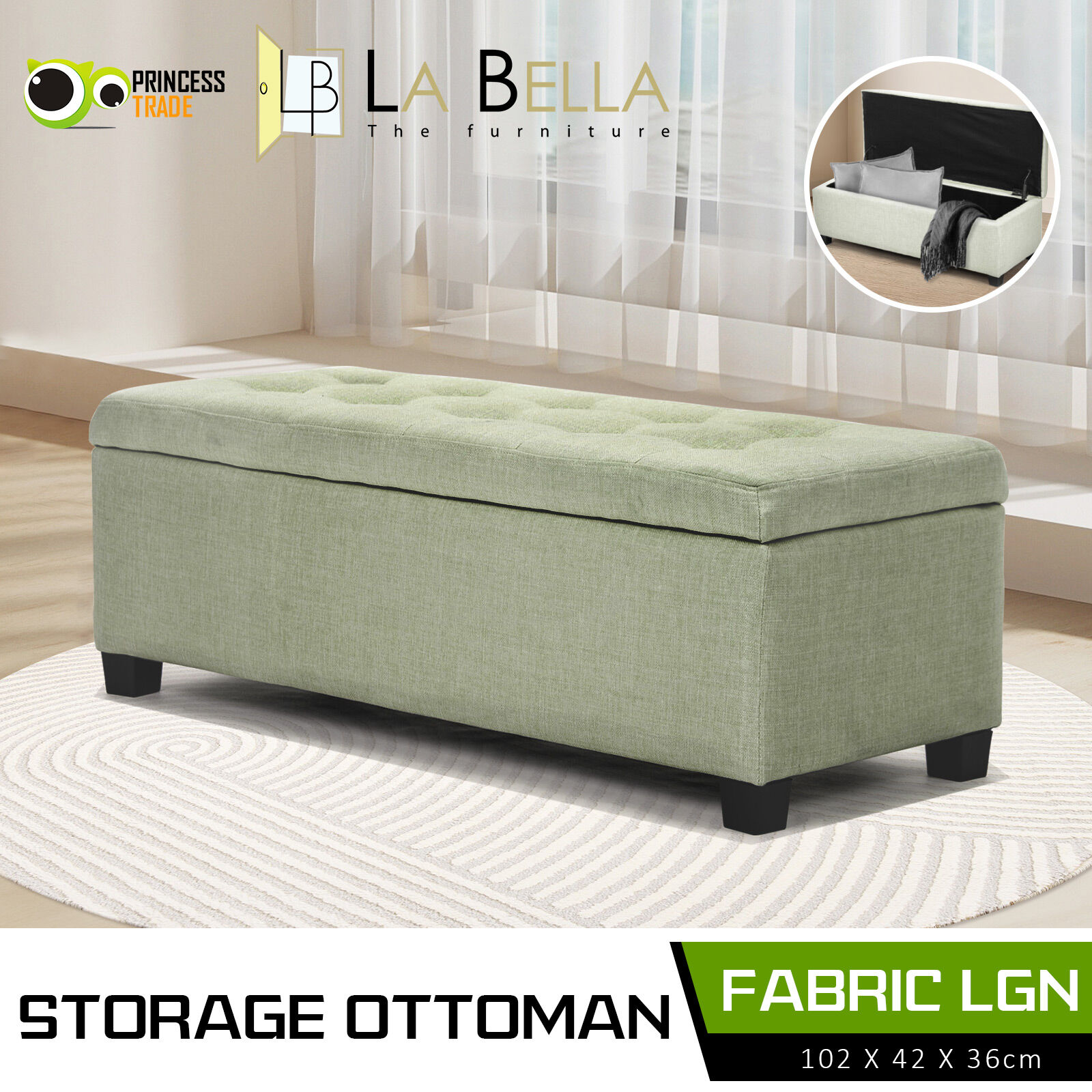 Storage Ottoman Blanket Box Linen Fabric Foot Stool Couch Bed LARGE - Picture 36 of 118