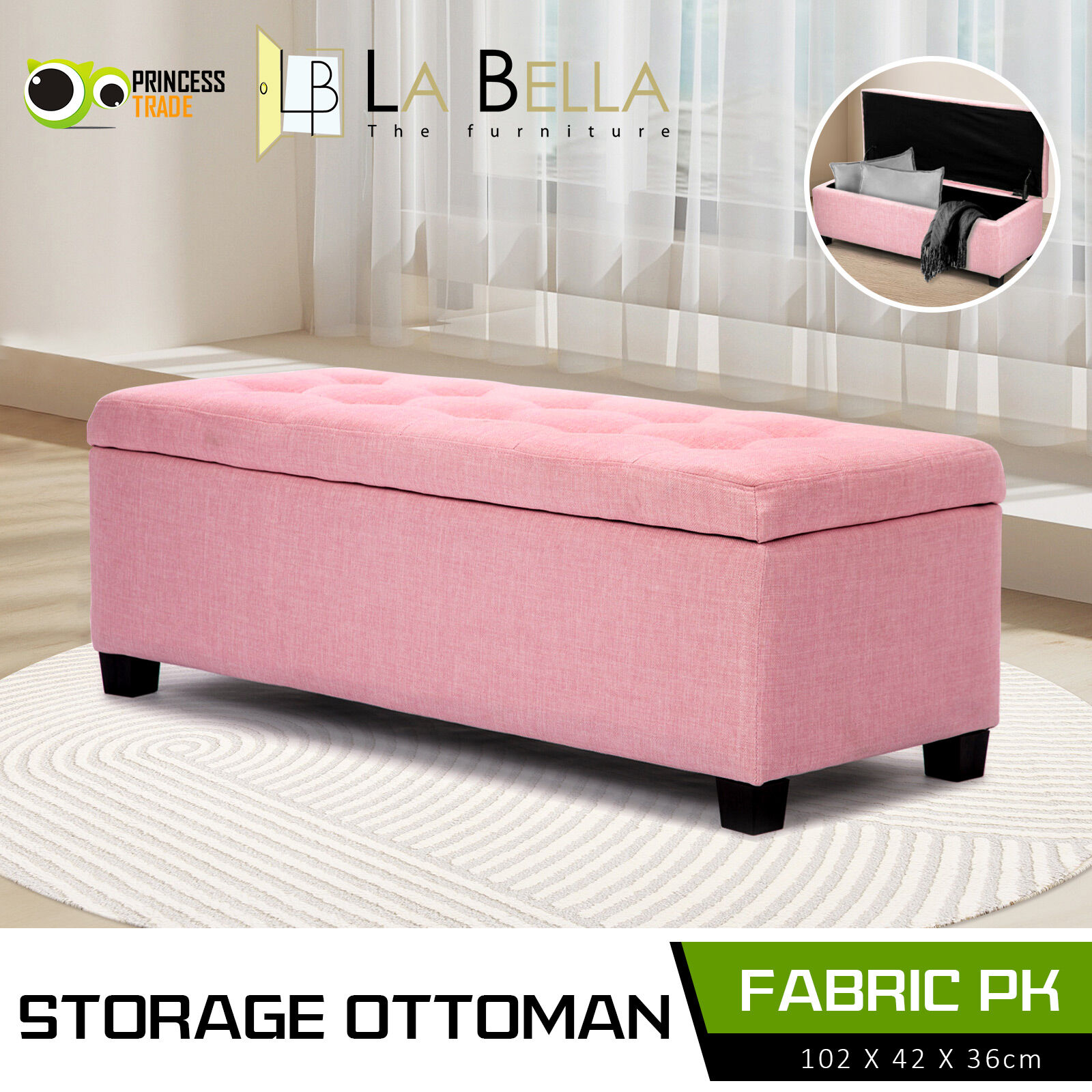 Storage Ottoman Blanket Box Linen Fabric Foot Stool Couch Bed LARGE - Picture 60 of 118