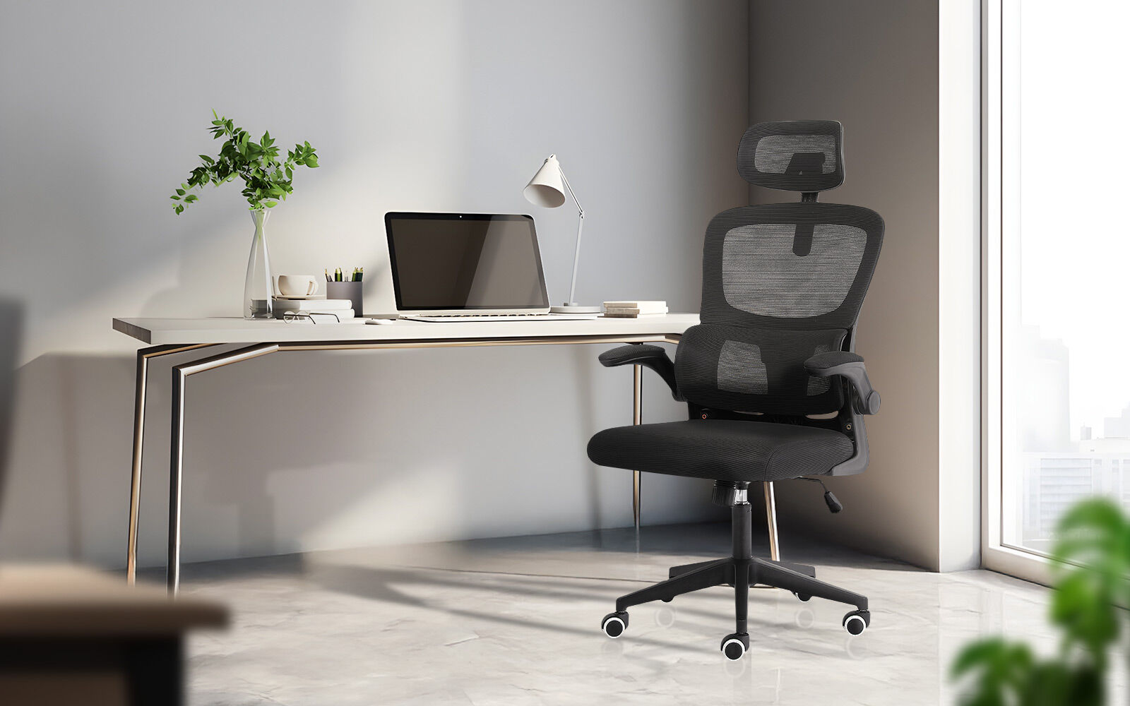 Ergonomic Mesh Office Chair, Lumbar Support, Adjust Headrest PINK/GREY/BLACK/B&W - Picture 14 of 75