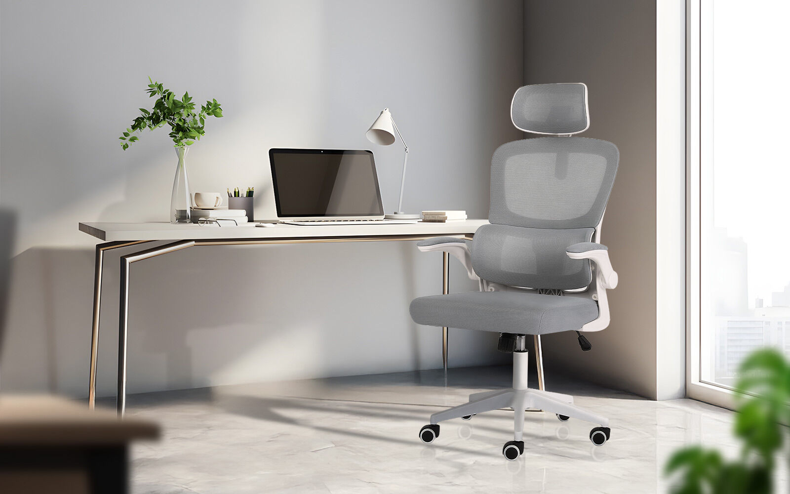 Ergonomic Mesh Office Chair, Lumbar Support, Adjust Headrest PINK/GREY/BLACK/B&W - Picture 25 of 75