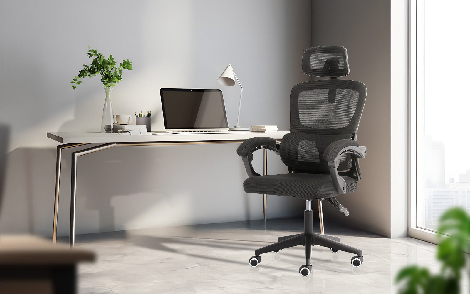 Ergonomic Mesh Office Chair, Lumbar Support, Adjust Headrest PINK/GREY/BLACK/B&W - Picture 47 of 75