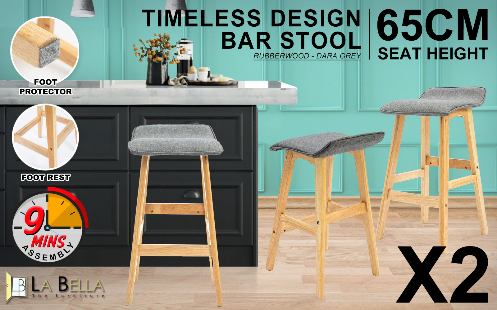 2X Wooden Bar Stool Barstools Dining Chair Kitchen Stools Swivel PU Fabric - Picture 20 of 210