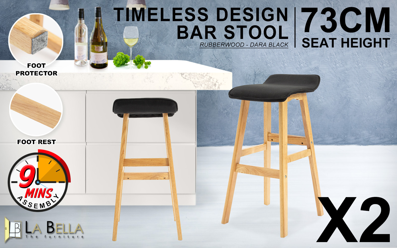 2X Wooden Bar Stool Barstools Dining Chair Kitchen Stools Swivel PU Fabric - Picture 56 of 210
