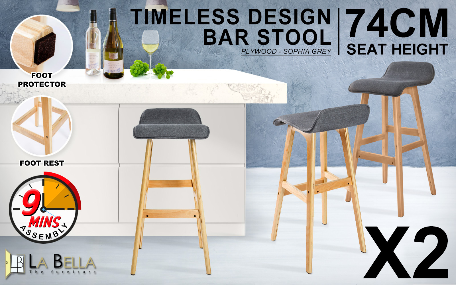 2X Wooden Bar Stool Barstools Dining Chair Kitchen Stools Swivel PU Fabric - Picture 68 of 210