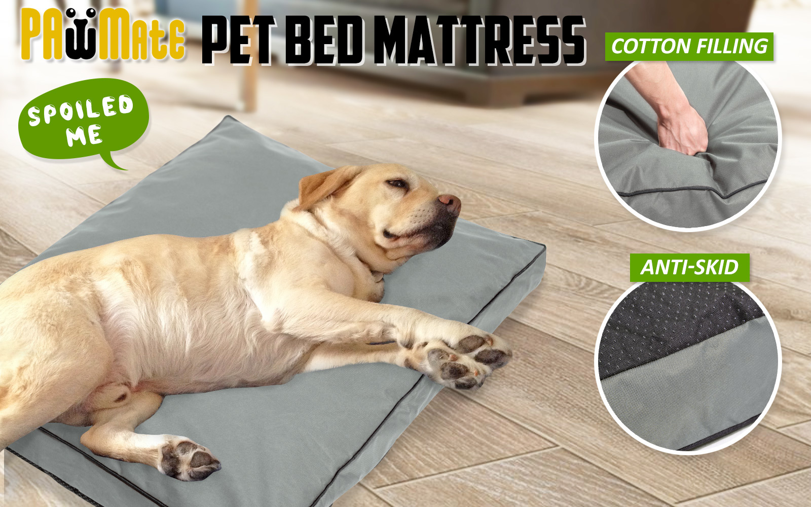 3XL Pet Bed Mattress LIGHT GREY Paw Mate