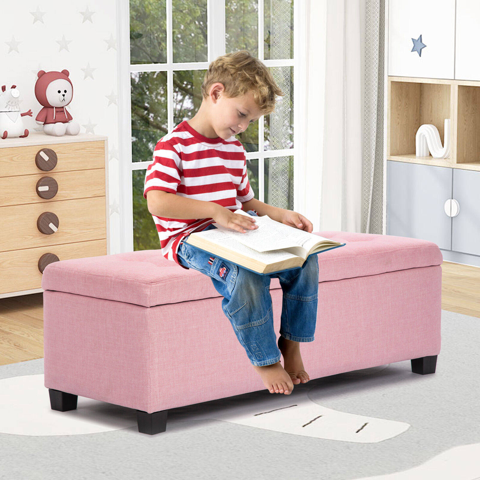 Storage Ottoman Blanket Box Linen Fabric Foot Stool Couch Bed LARGE - Picture 61 of 118