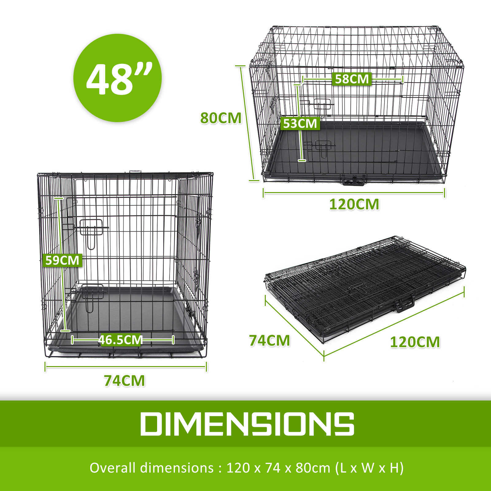 Dog Cat Pet Cage Wire Kennel Crate Foldable Metal Tray Cover 24" 30" 36" 42" 48" - Picture 152 of 262
