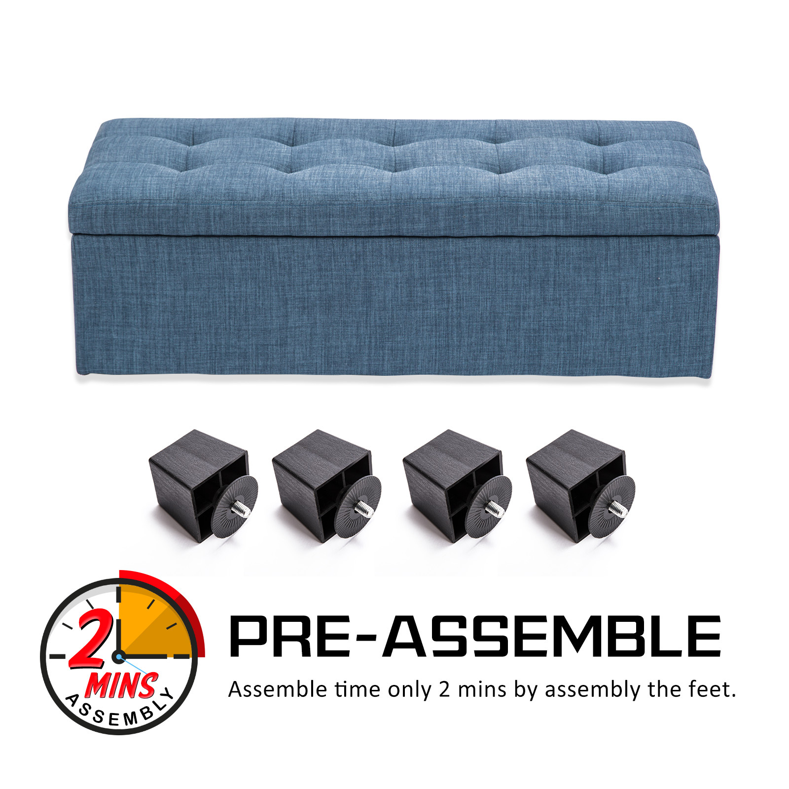 Storage Ottoman Blanket Box Linen Fabric Foot Stool Couch Bed LARGE - Picture 26 of 118