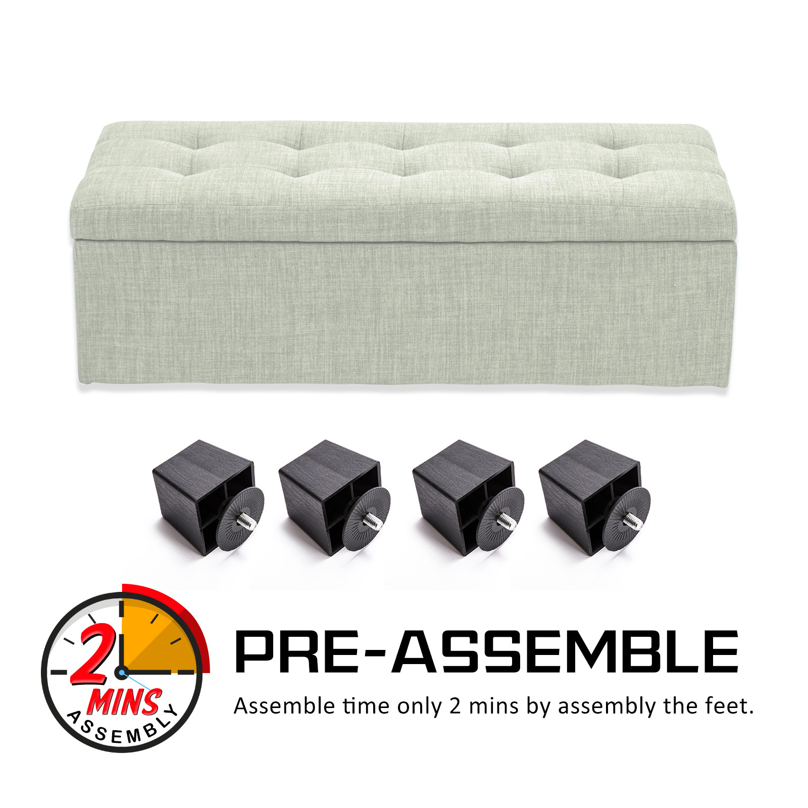 Storage Ottoman Blanket Box Linen Fabric Foot Stool Couch Bed LARGE - Picture 38 of 118