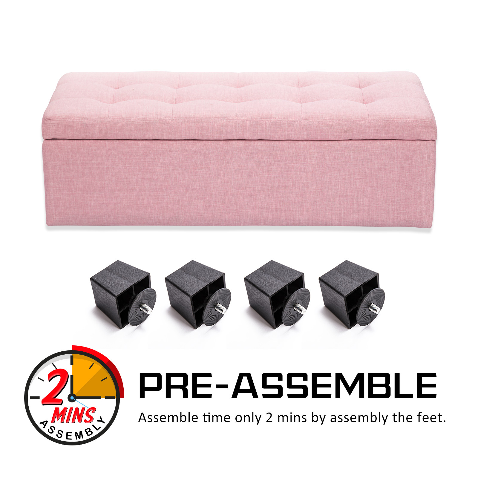 Storage Ottoman Blanket Box Linen Fabric Foot Stool Couch Bed LARGE - Picture 62 of 118