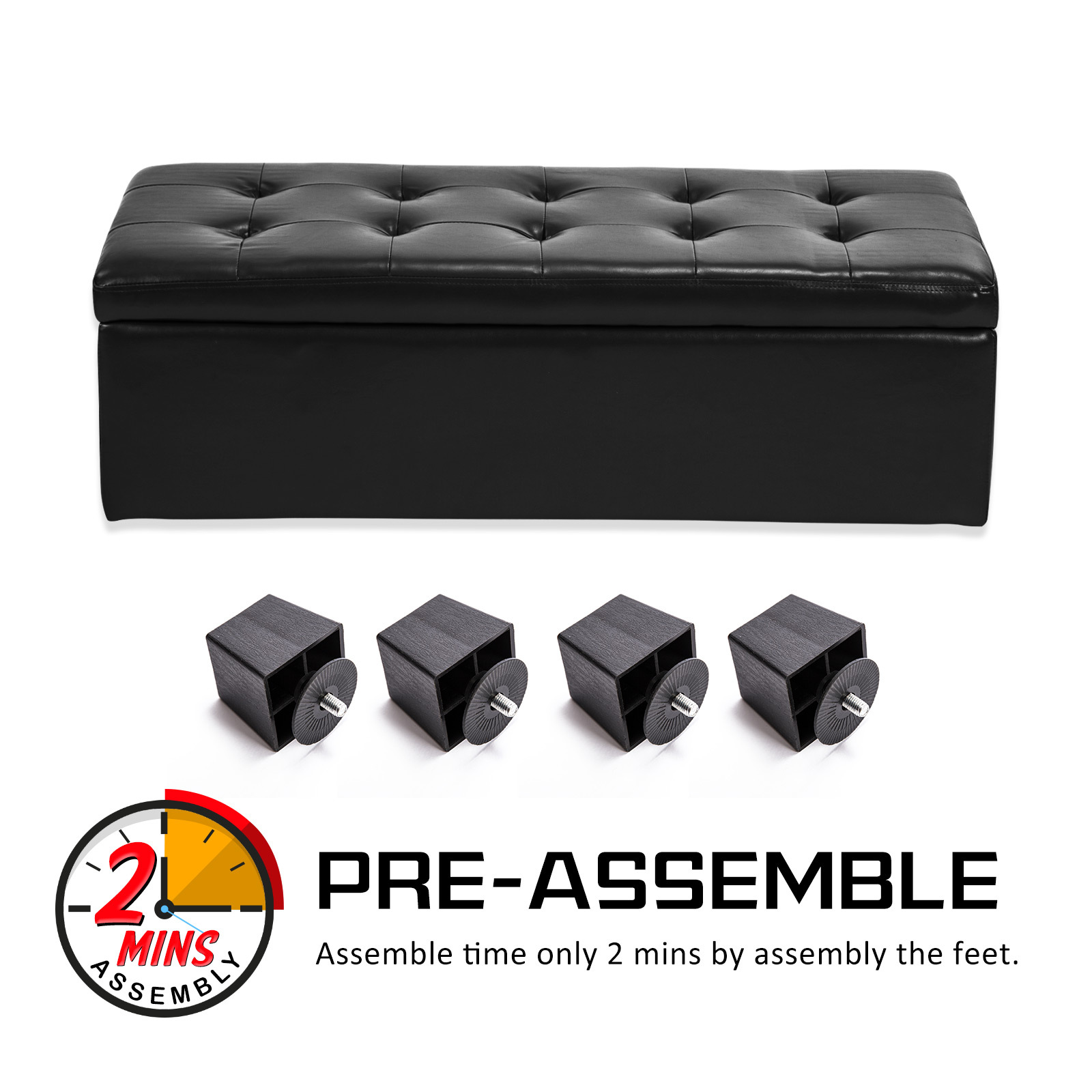 Storage Ottoman Blanket Box Linen Fabric Foot Stool Couch Bed LARGE - Picture 74 of 118