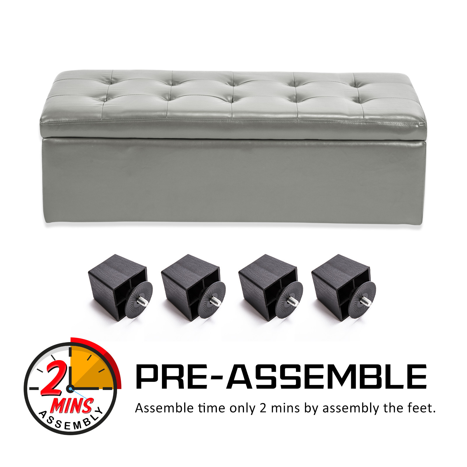 Storage Ottoman Blanket Box Linen Fabric Foot Stool Couch Bed LARGE - Picture 86 of 118