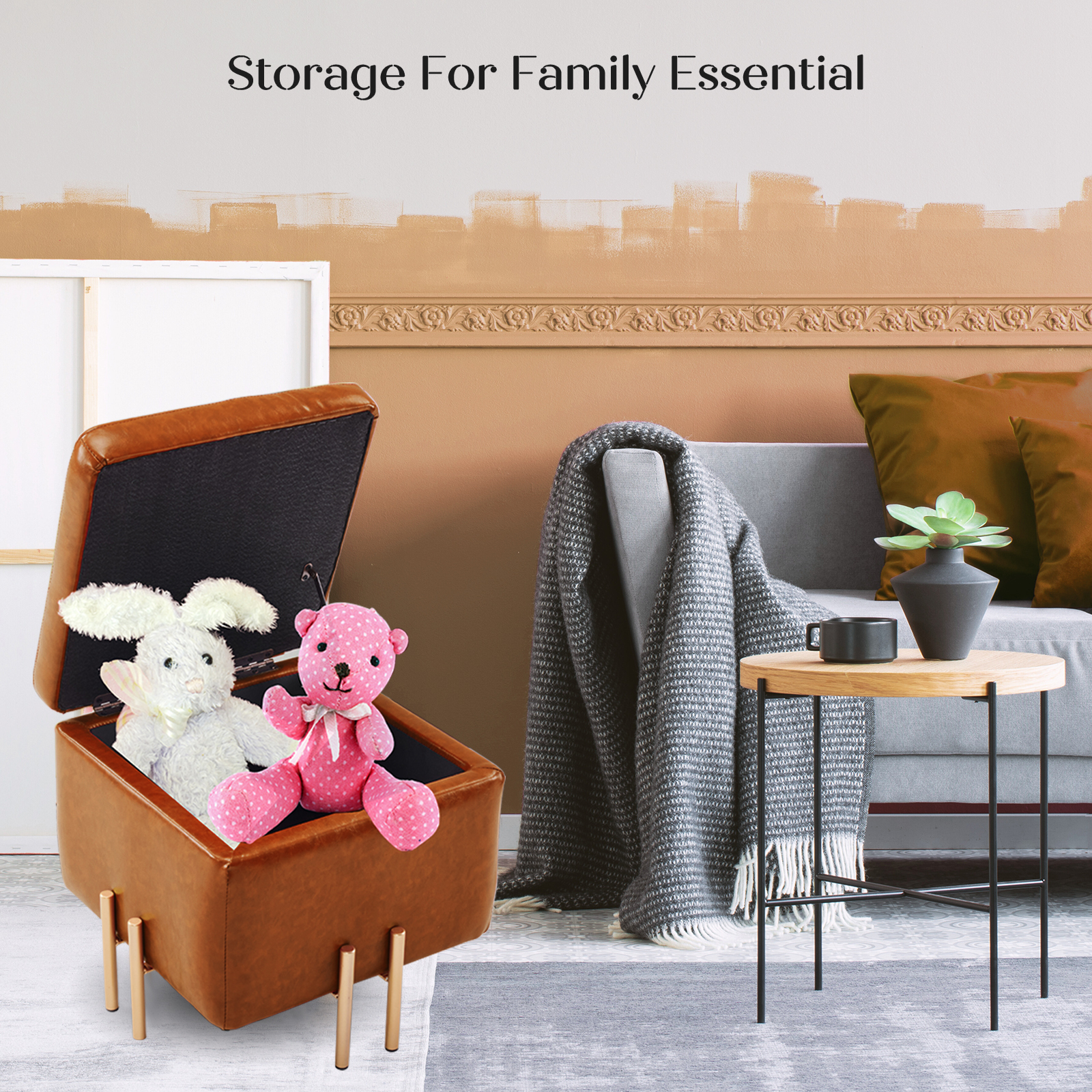 Storage Ottoman Cube Seat Blanket Chest Couch Tuffet Foot Stool PU Leather VAR - Picture 40 of 180