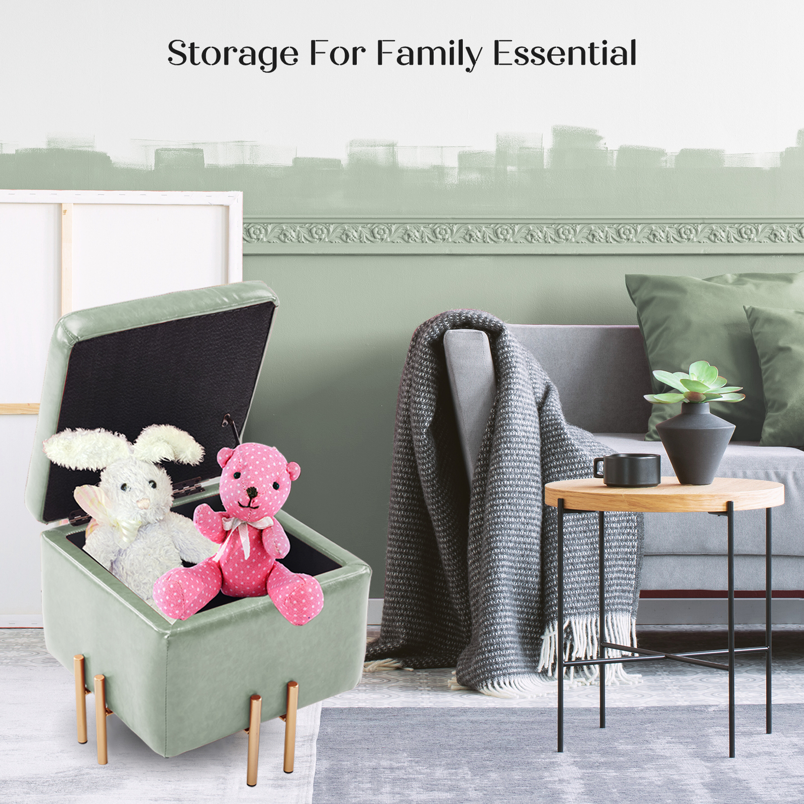 Storage Ottoman Cube Seat Blanket Chest Couch Tuffet Foot Stool PU Leather VAR - Picture 88 of 180